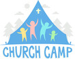 Church Camp People Lettering Tent Illustration