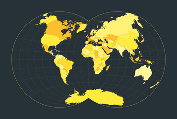 Poster - world map. van der grinten iv projection. futuristic world illustration for your infographic. bright