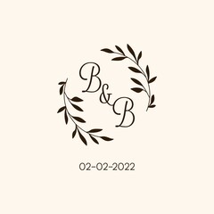 Monogram BB wedding logo natural elegant design