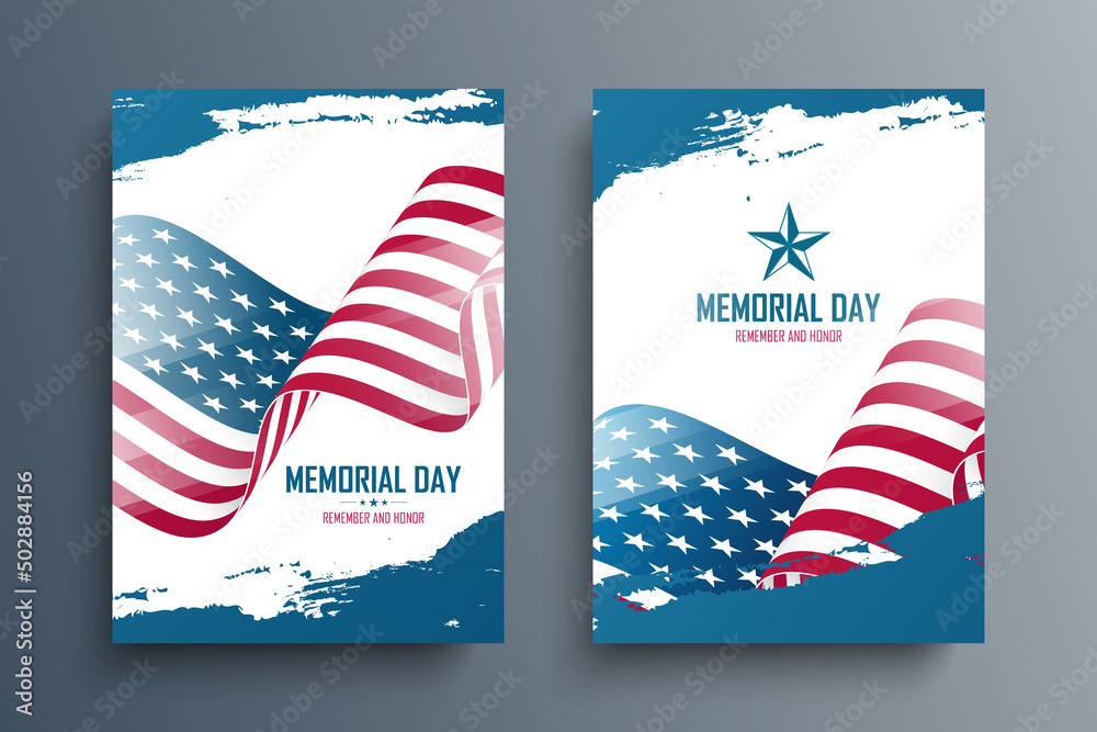 Memorial Day. United States Memorial Day celebrate posters set with ...