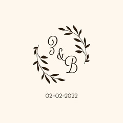 Monogram ZB wedding logo natural elegant design