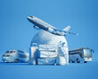 © FrankBoston - Multi transport travel blue
