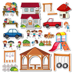 Wall Mural - Sticker pack of playground objects