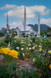 Beautiful view of The Shah Faisal Mosque from garden 