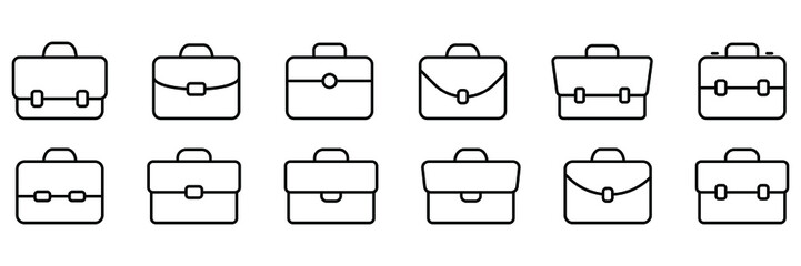 Fototapete - Briefcase icon set. Suitcase, portfolio symbol. Business briefcase icon designed in filled, outline, line and stroke style. Vector illustration isolated on white background.