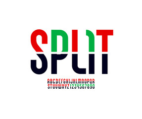 Wall Mural - Multi colored font, stencil alphabet, modern letters and numbers