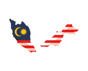 Wall Mural - malaysia flag and map