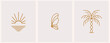 © Iren Art - Minimal summer linear icon logo template and emblem for social media, vacation rental and travel services.