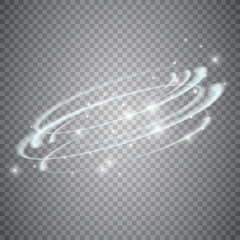 Leinwandbilder - Circular lens flare transparent light effect. Abstract sparkling spark. Ellipse border. Shining shock. Rotational glow line. Power energy element. Glowing ring trace. Round shiny frame. Vector circle