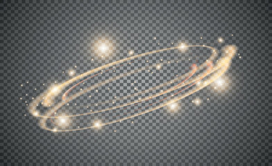 Leinwandbilder - Circular lens flare transparent light effect. Abstract sparkling spark. Ellipse border. Shining shock. Rotational glow line. Power energy element. Glowing ring trace. Round shiny frame. Vector circle
