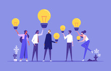 People Have Idea, Good Idea Sharing, Sharing Knowledge Collaboration, Business Idea Generating, Characters Sharing Ideas Vector Illustration, Creative Ideas Sharing, Person Teamwork With Solution