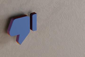 Poster - Beautiful abstract illustrations Blue Thumb Down symbol icons on a wall background. 3d rendering illustration. Background pattern for design.