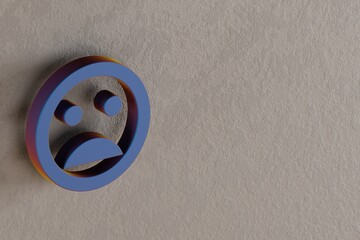 Poster - Beautiful abstract illustrations Blue Mood Bad symbol icons on a wall background. 3d rendering illustration. Background pattern for design.