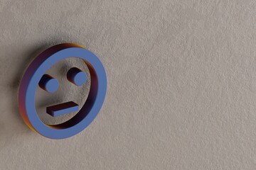 Poster - Beautiful abstract illustrations Blue Sentiment Neutral symbol icons on a wall background. 3d rendering illustration. Background pattern for design.