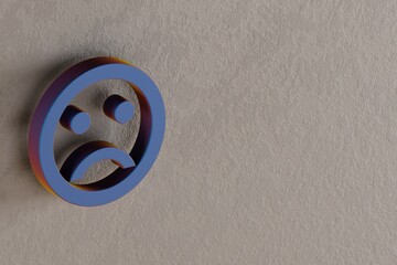 Poster - Beautiful abstract illustrations Blue Emoji Emotions symbol icons on a wall background. 3d rendering illustration. Background pattern for design.