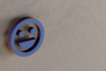 Poster - Beautiful abstract illustrations Blue Mood symbol icons on a wall background. 3d rendering illustration. Background pattern for design.