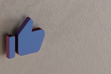 Poster - Beautiful abstract illustrations Blue Thumb Up Alt symbol icons on a wall background. 3d rendering illustration. Background pattern for design.