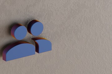 Poster - Beautiful abstract illustrations Blue People symbol icons on a wall background. 3d rendering illustration. Background pattern for design.