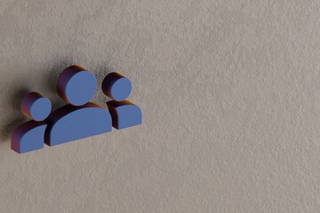 Poster - Beautiful abstract illustrations Blue Groups symbol icons on a wall background. 3d rendering illustration. Background pattern for design.
