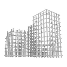 Building Under Construction. Build House Construct In Process. Wireframe Low Poly Mesh Vector Illustration