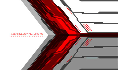 Poster - Abstract red cyber arrow geometric technology direction on white design modern futuristic creative background vector