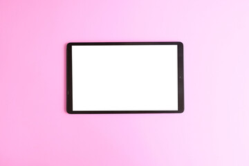 Poster - Tablet with white screen on desk table