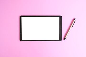 Poster - Mockup of a tablet computer on a white screen, copy space