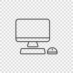 Poster - Personal computer in flat style. Desktop pc vector illustration on isolated background. Monitor display sign business concept.