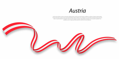 Wall Mural - Waving ribbon or banner with flag of Austria.