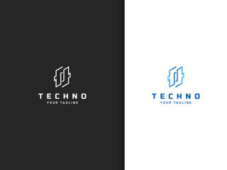 Techno logo design, letter f line style