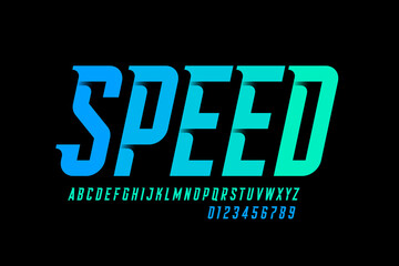 Fototapete - Speed style font design, sport alphabet, letters and numbers vector illustration