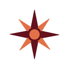 Poster - Navigational star semi flat color vector object. Full sized item on white. Compass rose. Celestial navigation. Simple cartoon style illustration for web graphic design and animation
