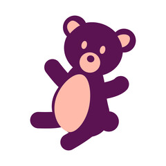 Poster - Plushy bear semi flat color vector object. Soft toy for little child. Full sized item on white. Stuffed animal. Simple cartoon style illustration for web graphic design and animation