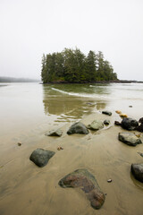 Wall Mural - Small island on Long Beach in Tofino, Vancouver Island, Canada