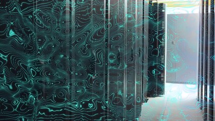 Poster - animation of shapes over server room