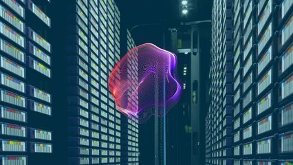 Poster - animation of shapes over server room
