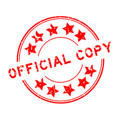 Sticker - Grunge red official copy word with star icon round rubber seal stamp on white background