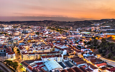 Wall Mural - Aerial view of the Torres Vedras town near Lisbon in Portugal at sunset