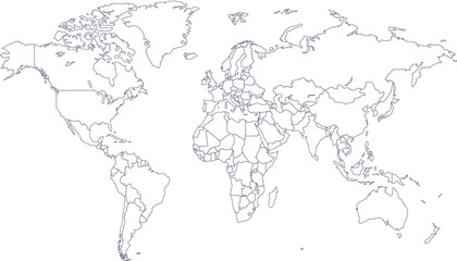  World map. Color vector modern.	