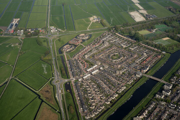 Sticker - Amsetrdam area holland middle class channels houses aerial view