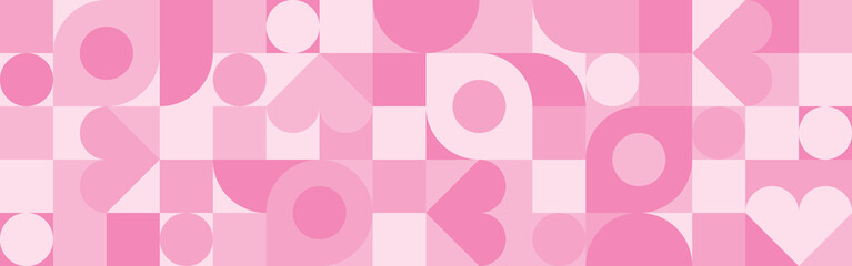 Wall Mural - seamless pink background for mother's day card template. trendy geometric shapes with circles, squar