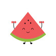 Watermelon exercise character. Cute fruit cartoon.