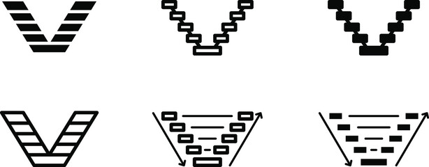 V Model software development methodology icon. vector