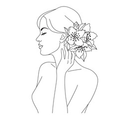 Wall Mural - beautiful woman with flowers on head