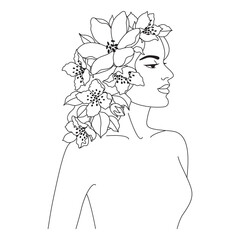 Wall Mural - beautiful woman with flowers on head