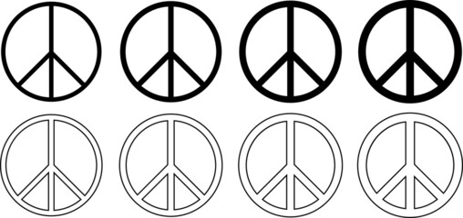 Peace Sign Icon Set. peace signs of different thicknesses. peace symbol isolated on white background Vector Illustration