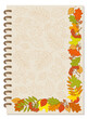 A5 school spiral notebook cover design with corner colorful autumn foliage