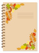 A5 school spiral notebook cover design with twice corner autumn foliage and lines