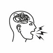Vector illustration of agressive person. Squiggle in head.