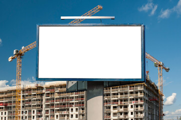 Advertising billboard mock-up infront of the construction site